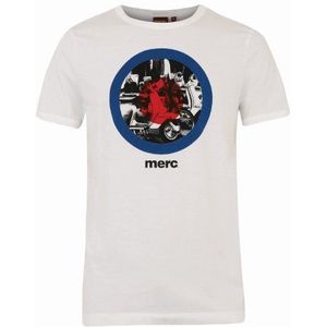 Merc of London Granville T-shirt voor heren, ronde hals, korte mouwen, Wit, XS