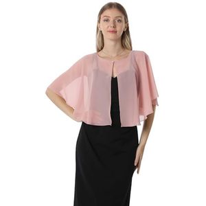 Chiffon Capelet Women's Soft capes Shawls and Wraps for Evening Dress Wedding Cape Cover Up (Blush)