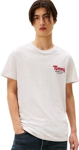 Tommy Jeans - Shirt - Lichtgrijs - Ronde Hals - Kwartmouw