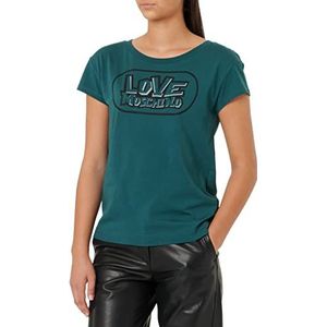 Love Moschino Dames Boxy Fit Korte Mouwen met Skate Print T-shirt, groen, 42