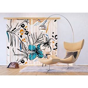 AG Design Decoratief Photo Curtain Gentle Florals | 280 x 245 cm | Polyester | Semi-Transparant