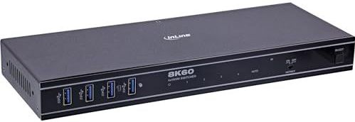 Inline KVM Switch 4-voudige HDMI 2.1, 8K @60Hz, USB 3.2, HDR10+, Dolby Atmos, IR & Hotkey controle, RS-232, HDMI schakelaar voor 4 pc's, 57885D