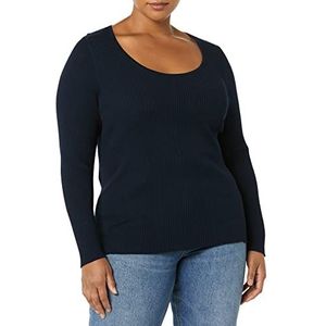 Amazon Essentials Dames Fine Gauge Stretch Scoop Neck lange mouwen trui (verkrijgbaar in grote maten) (voorheen Daily Ritual), marineblauw, 1X