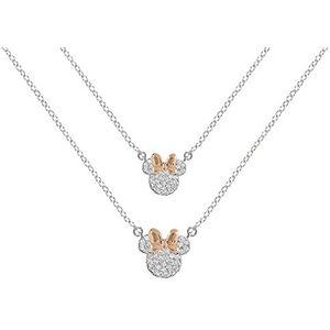 Disney Minnie Mouse Two Tone Cubic Zirconia moeder en dochter ketting set, one size, messing, Eén maat, Messing, Geen edelsteen