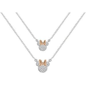 Disney Minnie Mouse Two Tone Plated CZ Stone Set Moeder & Dochter Ketting Set SF00486TZWL.PH, Eén maat, Messing, Geen edelsteen