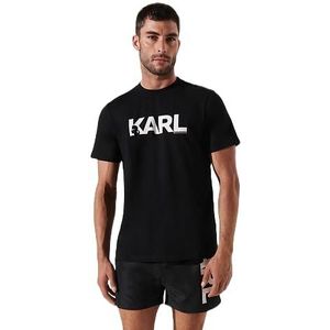 KARL LAGERFELD Heren Karl Logo Regular T-shirt Swimwear Cover Up, zwart, XL