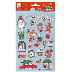 APLI Kids 19605 kerststickers, 1 vel met ca. 22 permanente stickers, ideaal voor scrapbooking, doe-het-zelf of voor het decoreren van geschenken, kaarten of andere details voor Kerstmis.