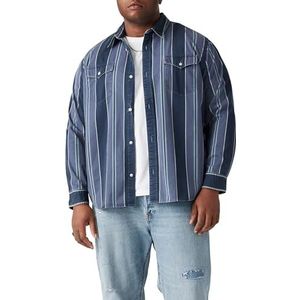 Levi's Heren Big Relaxed Fit Western overhemd met button-down-kraag, Carson Stripe Dress, XL