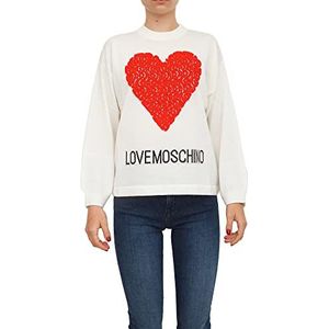 Love Moschino Dames ronde hals oversized met lange mouwen met maxi ruffle Heart en Intarsia logo. Pullover Sweater, A01+cuore Rosso, 40