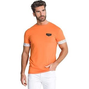 Gianni Kavanagh Orange Anarchy Elastisch T-shirt voor heren, Oranje., XL