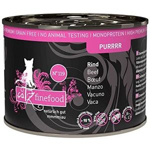 catz finefood Purrrr Monoprotein nat kattenvoer nr. 119, voor voedingsgevoelige katten, 70% vlees, pot 6 x 200 g