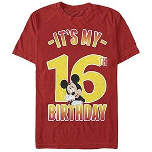 Disney Uniseks Mickey Classic Hiya Pal 16e Verjaardag Organisch T-shirt met korte mouwen, rood, L