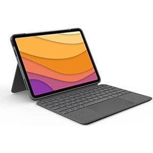 Logitech Combo Touch iPad Air (4e en 5e gen - 2020, 2022) hoes met toetsenbord - Afneembaar, verlicht toetsenbord, Click-Anywhere-trackpad, Smart Connector, UK/US QWERTY indeling - Grijs