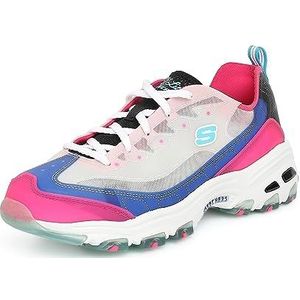 Skechers Dames D'Lites Fresh Air Sneaker, Blauwe synthetische hete roze mesh rand, 39 EU