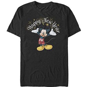 Disney Classics Mickey Classic - Mickey Happy New Year Unisex Crew neck T-Shirt Black L