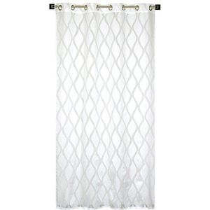 Homemaison gordijn""Kruis"", van etamine en jacquard, polyester, wit, 240 x 140 cm