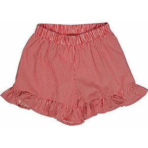 Müsli by Green Cotton Poplin Stripe Frill Shorts voor meisjes, Balsem Cream/Apple Red, 116 cm