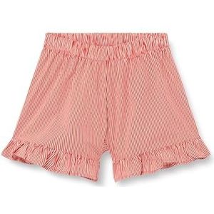 Müsli by Green Cotton Poplin Stripe Frill Shorts voor meisjes, Balsem Cream/Apple Red, 128 cm