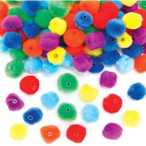 Baker Ross FE324 Regenboog Pom Pom Kralen - Pak van 105, veelkleurige versieringen voor kinderen voor het maken van sieraden, knutselwerkjes en knutselactiviteiten