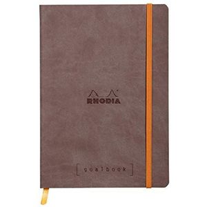 Rhodia 117701C Rhodiama notitieboek (met zacht deksel in formaat DIN A4+, 220 x 297 mm, 80 vellen, microgeperforeerd, gelinieerd, met elastiek, bladwijzer, elastische binnenvak) dot grid bruin