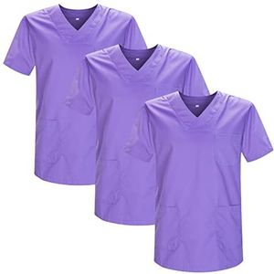 MISEMIYA - Verpakking met 3 stuks - sanitaire tas, uniseks, gezondheidsuniform, medische uniform, Paars 21, XL