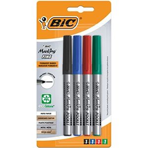 Bic Permanent Marker Pocket Assorti, 4 Stuk