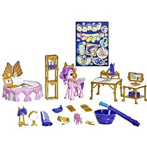 My Little Pony: A New Generation Koninklijke slaapkamer van Prinses Pipp Petals - Roze pony van 7,5 cm, speelgoed met onthullingsfuncties met water voor kinderen