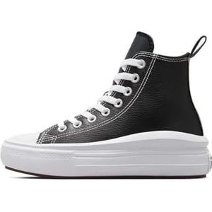 CONVERSE Chuck Taylor All Star Move Platform Leather Sneaker, 36 EU, Black Black White, 36 EU