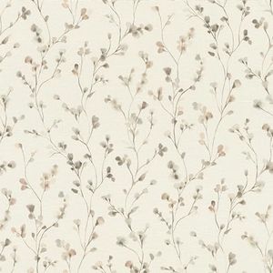 Rasch Behang 486131 - Licht vliesbehang met kleine bloemen in beige en taupe in aquarellook uit de collectie Country Charme