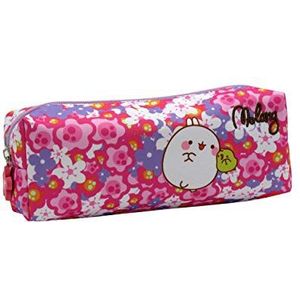 Molang pennenetui, rechthoekig, met ritssluiting, bloemenpatroon, meerkleurig, officieel product (CyP Brands), Roze, M, Etui