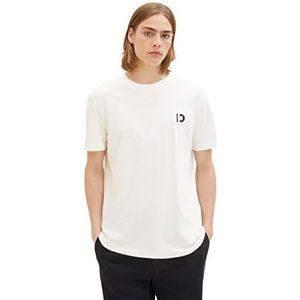 TOM TAILOR Denim Heren 1037205 T-shirt, 12906-Wool White, S, 12906 - Wool White, S