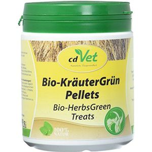 cdVet natuurproducten bio-kruidengroen pellets 400 g - konijntje - cavia‘s - behoefte aan knabber - 13 verschillende kruiden- en grassoorten - vrij van graanzetmeel, additieven en kleurstoffen -