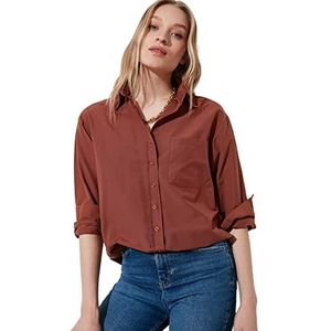 Trendyol Dames Brown Boyfriend Shirt, 34