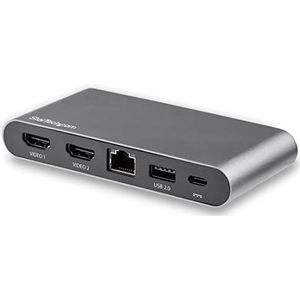 StarTech.com USB-C Dock - 4K Dual Monitor HDMI Display - Mini Laptop Docking Station - 100W Power Delivery Passthrough - GbE, 2-Port USB-A Hub - USB Type-C Multiport Adapter - 1m kabel
