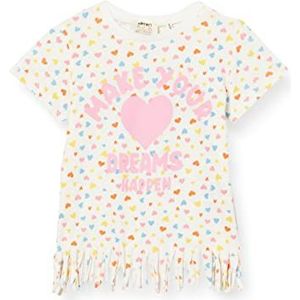 Koton Meisjes-T-shirt met korte mouwen, hartdruk, katoen, ecru-patroon (0D1), 3-4 jaar, ecru patroon (0d1), 3-4 jaar