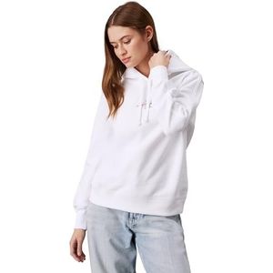 Calvin Klein Jeans Dames MONOLOGO REGULAR HOODIE Pullover Hoodie, Helder Wit, XL, Helder Wit, XL