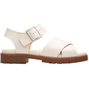 Clarks Premium Orinoco Cross Sandaal voor dames, crème leer, maat 36 EU, Crème Leer, 41 EU