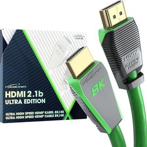 KabelDirekt – 8K HDMI 2.1 kabel, gecertificeerde Gamer-editie – 2 m (8K@60Hz, Ultra High Speed/48G voor 10K, 8K of ultrasnel 144 Hz bij 4K, optimaal voor PS5/Xbox en Gaming PC, Monitor/TV, groen)