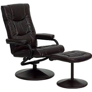 Flash Furniture BT-7862-BN-GG Eigentijdse multi-positie fauteuil en Ottomaans met ingepakte basis in bruin leerZacht, leer, 39"" D x 27,4"" B x 37"" H