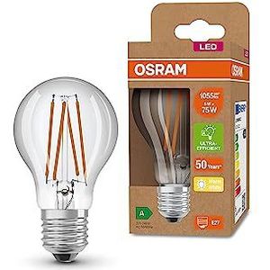 OSRAM LED spaarlamp, gloeilamp, E27, warm wit (3000K), 5 watt, vervangt 75W gloeilamp, zeer efficiënt en energiebesparend, pak van 6