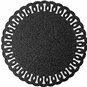 douceur d'intérieur, Placemat, diameter 38 cm, zwarte slinger, PVC, doorbroken met pailletten