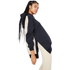 TRENDYOL Dames Hood Colorblock Loose Fit Sweatshirt, Donkerblauw, M