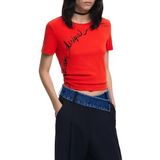 Desigual - Effen T-shirt - Korte Mouwen - Ronde Hals - Geborduurde Zin