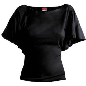 Spiral Direct vrouwen gotische elegantie - boot hals vleermuis mouw Top zwart Plus Size T-Shirt