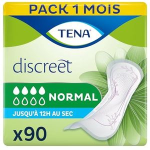 TENA Normale handdoeken voor dames voor lichte tot matige blaaszwakte - maandelijks pakket incontinentiekussens voor vrouwen, verpakking van 90 stuks, verpakking kan variëren