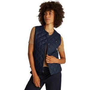 TOMMY HILFIGER - UL DOWN QUILT KRAAGLOZE VEST - Blauw - Materiaal: Gewatteerd