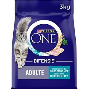 Purina One Volwassenen - zeevis en volkorenproducten - 3 kg - droogvoer voor katten - 4-pack