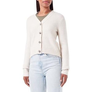 Bestseller A/S JXREGINA Gebreid vest voor dames, gebreide jas, Moonbeam/Detail:/Limeade Neck Piping, M, Moonbeam/Detail:/Limeade Neck Piping, M