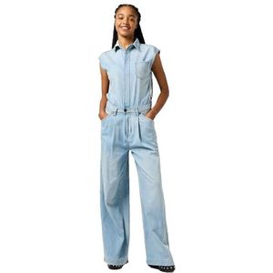 Jumpsuit - Denim - Gevoerde Zoom/Rand - Turn-down Kraag - Ritssluiting - Normale Pasvorm
