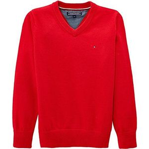 Tommy Hilfiger Tommy Vn pullover, effen, V-hals, voor jongens - rood - 24 mois